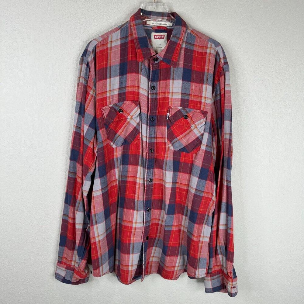 Levi's Men's Standard Fit Plaid Flannel Button Up Shirt Long Sleeve Multi Size L